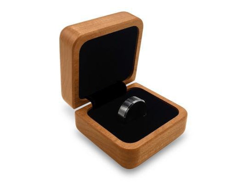 Heartwood Engagement Ring Box Deer Themed Gift Engraved Deer Square Ring Box Wedding Ring Box Wood Little Wooden box with Hinged lid