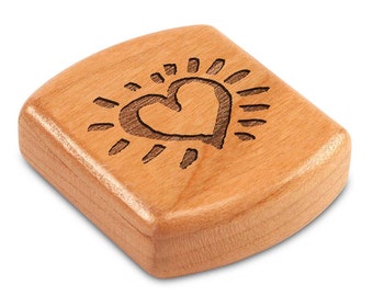 Engraved Heart Glow 2" Cherry Wood Box, Dating Anniversary Gift for Girlfriend, Slide Top Secret Box, Valentines Day Gifts, Handmade Box