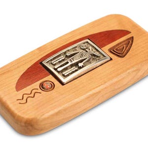 Moose Spirit Animal Cherry Box 4" Flat Wide, Native American Style Heartwood Secret Box, Southwestern Style Small Wooden Box - Handmade