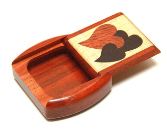 Beautiful Heart Marquetry Small Wooden Box, Handmade Padauk Wood Box, Mothers Day Gift from Daughter, Handmade Gifts for Mom, Nanny Gift