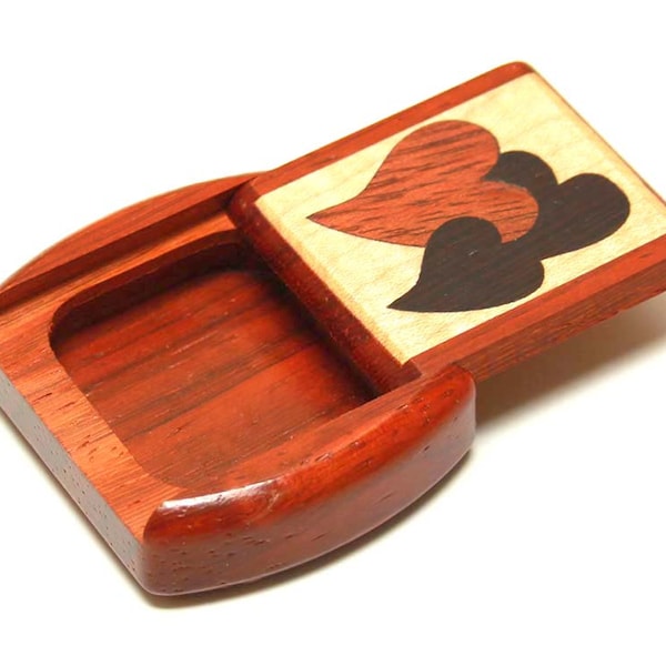 Beautiful Heart Marquetry Small Wooden Box, Handmade Padauk Wood Box, Mothers Day Gift from Daughter, Handmade Gifts for Mom, Nanny Gift