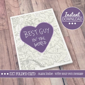 Il miglior ragazzo del mondo CARTOLINE DI SAN VALENTINO STAMPABILI, San Valentino, stampabile, amore, San Valentino, lettera, carta, anniversario, piegato, 5x7