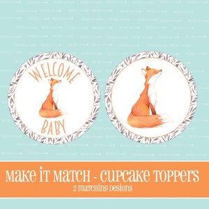 Make It Match, Fox, BABY Shower CUPCAKE TOPPERS, Printable, Baby Shower, Baby, Instant Download, Cupcake, Topper, Cupcake Topper, Fox Theme