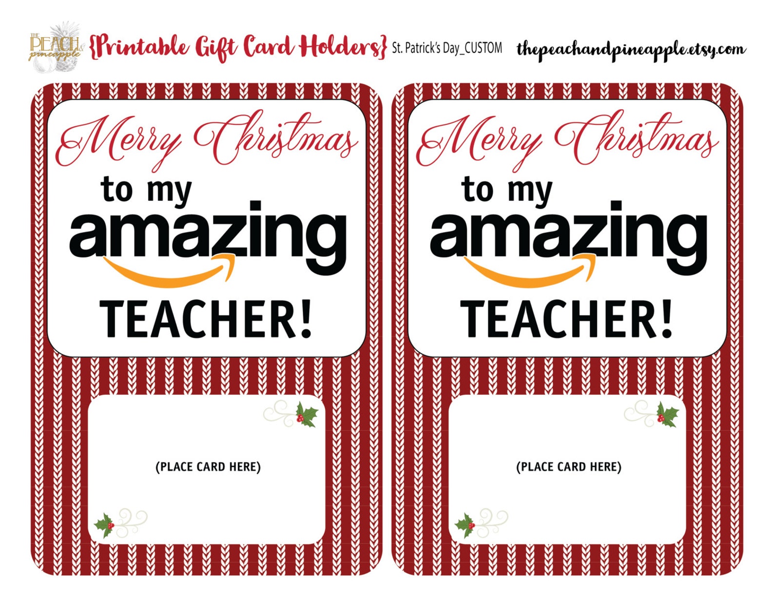 Amazon GIFT CARD HOLDER, Printable, Editable, Gift Card Holder, Teacher