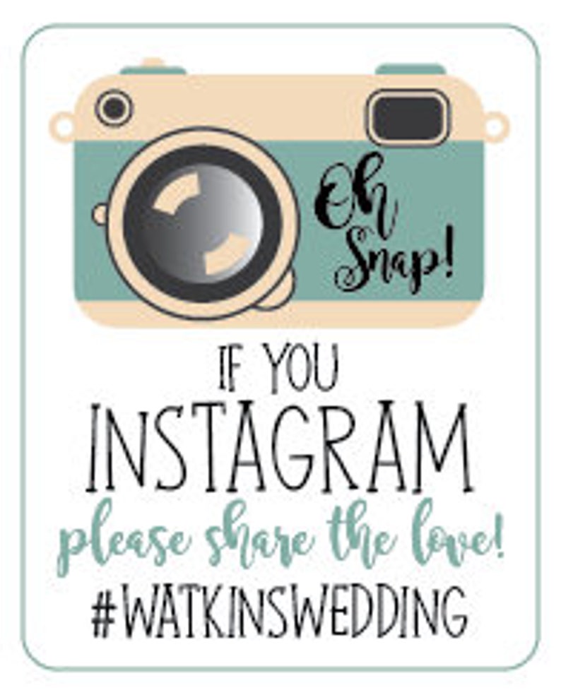 Customizable INSTAGRAM HASHTAG CARDS, Wedding,instant Download,retro, Camera, Photo Sharing