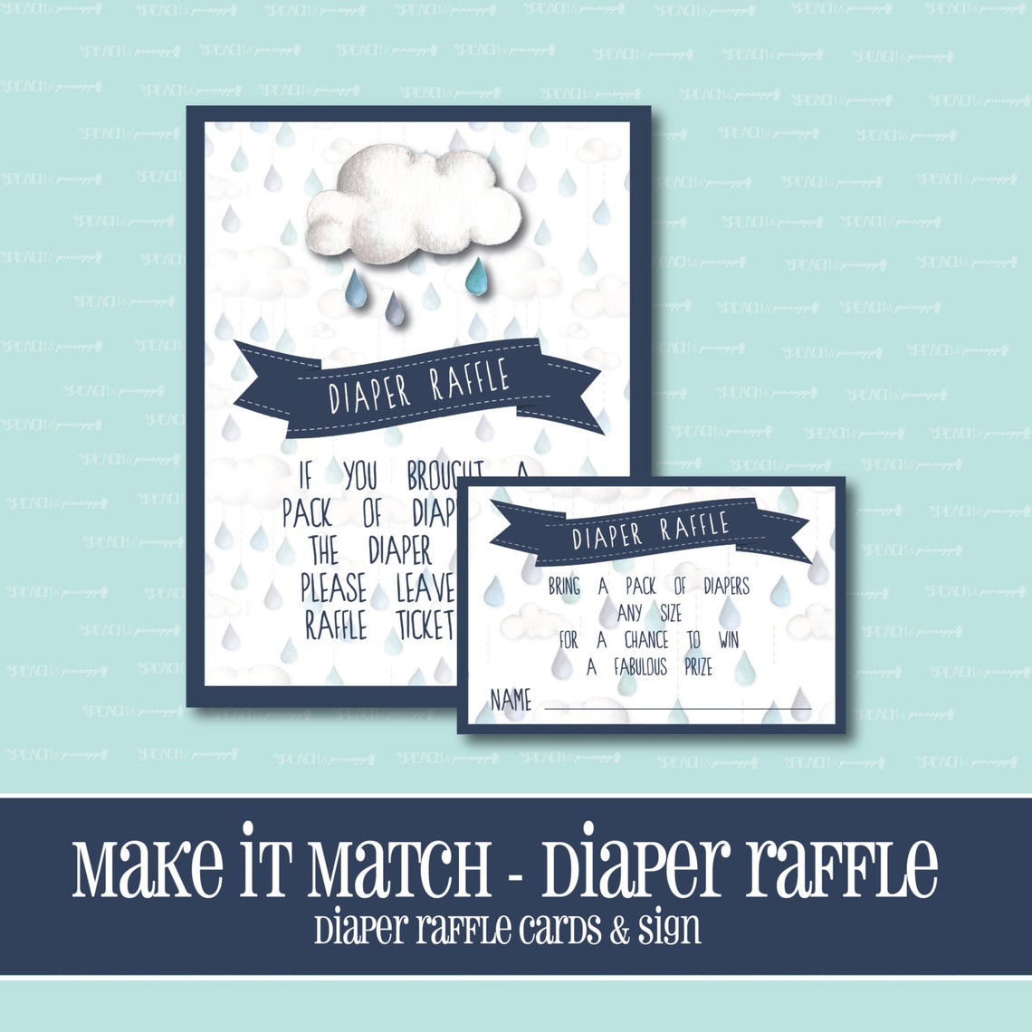 Make It Match Rain Drop BABY SHOWER Party Bundle,baby Shower Games,baby,shower,entire Party