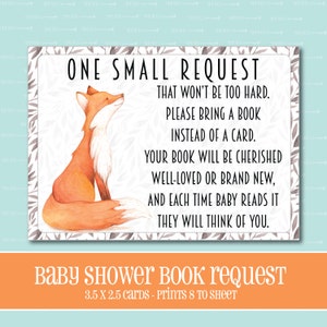 Make It Match, Fox, BABY Shower BOOK REQUEST Cards, Baby Shower, Baby, Instant Download, Book Request, Insert, Book, Shower, Fox Theme, Fox