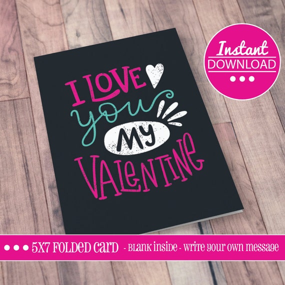I Love You My Valentine PRINTABLE VALENTINE CARDS Valentine | Etsy