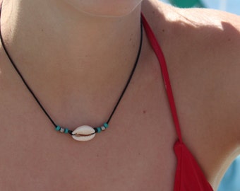 shell necklace, cowrie shell necklace, sea jewelry