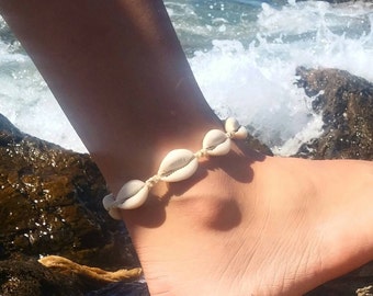 Shell anklet, shell bracelet, cowrie shell jewelry