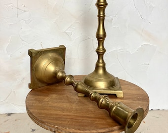 Set of 2 vintage brass candle stick holders