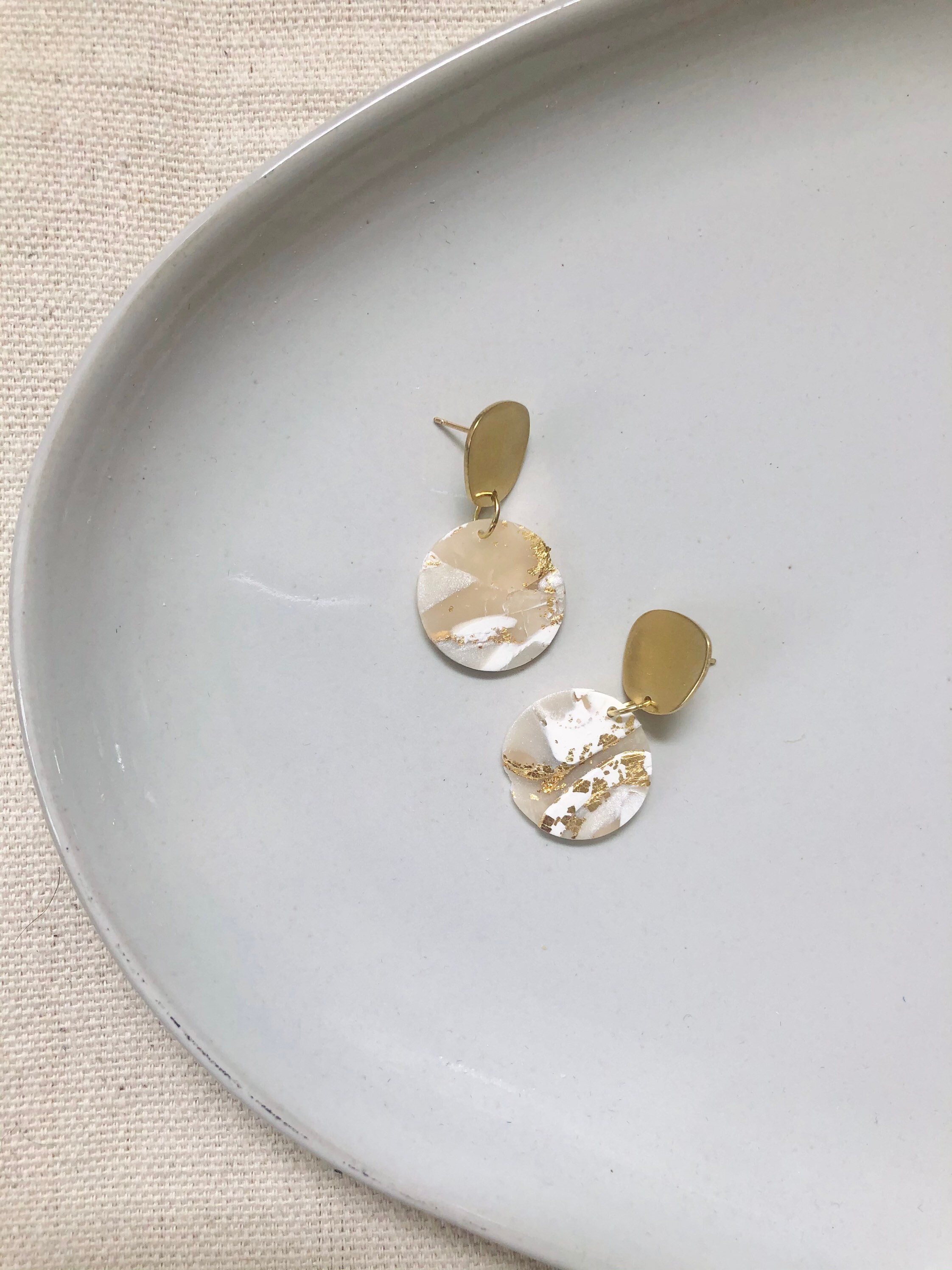 Nickel Free Handmade Polymer Clay Earrings Cloudy Day Landscape