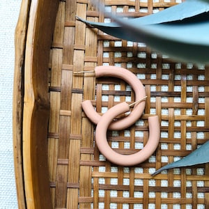 Clay Hoop Minimalist Earrings Neutral hoop earrings