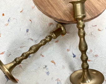 Set of 2 vintage brass candle stick holders