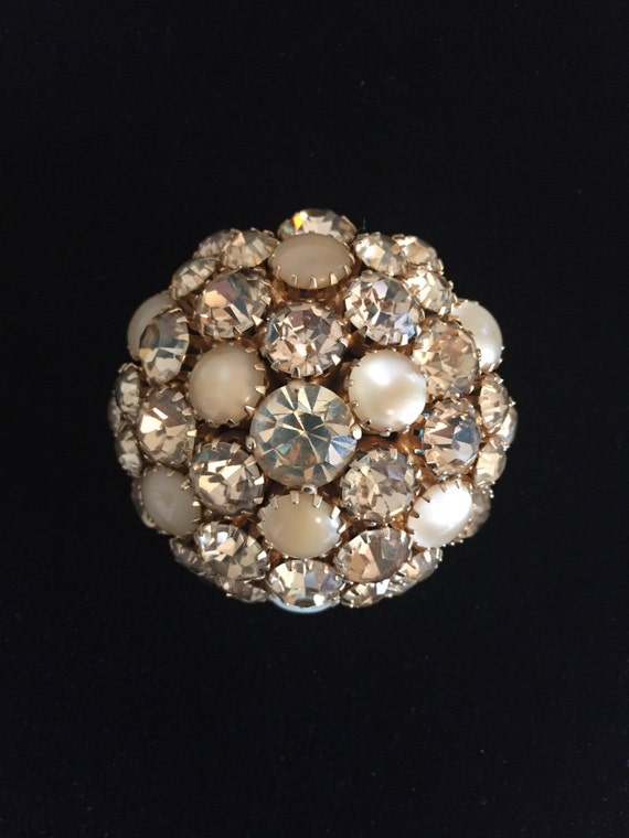 Warner Domed Rhinestone Brooch - image 2