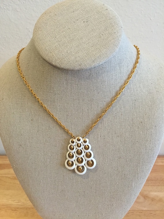 Trifari White Enamel and Gold Rope Necklace