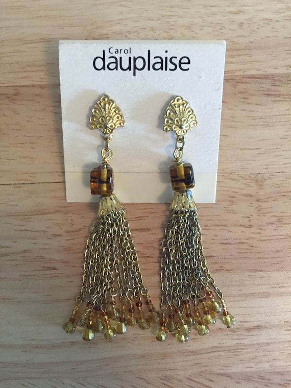 Carol Dauplaise Tassel and Beaded Drop Earrings