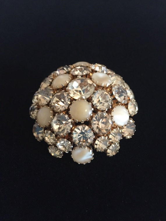 Warner Domed Rhinestone Brooch - image 1