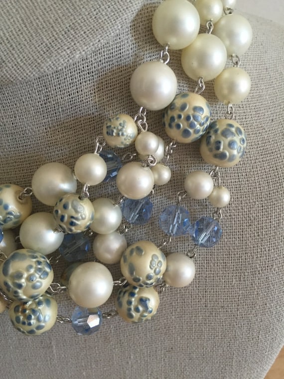 Marvella Lucite and Crystal Beaded Faux Pearl Cho… - image 2