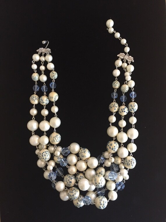 Marvella Lucite and Crystal Beaded Faux Pearl Cho… - image 4