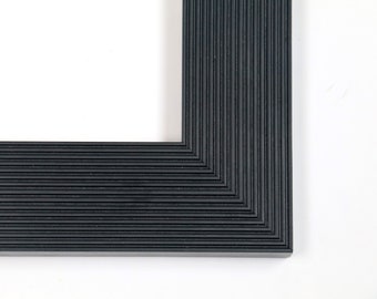 Flat Contemporary Black w/ Modern Grooves Picture Frame - Custom Sizes, 8x10, 8.5 x11, 5x7, 11x14, 10x10, 16x20 - Modern, Wood, Home Decor