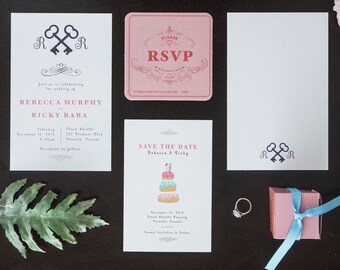 Grand Budapest Hotel Inspirierte Hochzeitseinladung und RSVP Karten