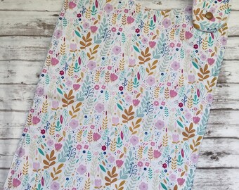 LONG Special Needs Bib - Spring Floral for big kids, youth, and teens, absorbent waterproof side snap, dysphagia, ALS, Parkison's
