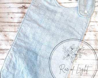 Special Needs Bib for big kids to adults, FREE SHIPPING, Light Blue Denim Style