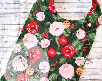 Christmas Floral Special Needs Bib for big kids, youth and teens