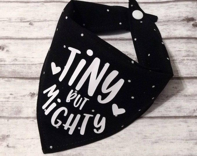 Featured listing image: Tiny but Mighty Black and White Dog Bandana 