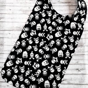 LONG Rock and Roll Skulls Special Needs Bib for big kids, youth and teens