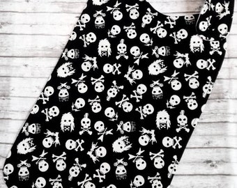 LONG Rock and Roll Skulls Special Needs Bib for big kids, youth and teens