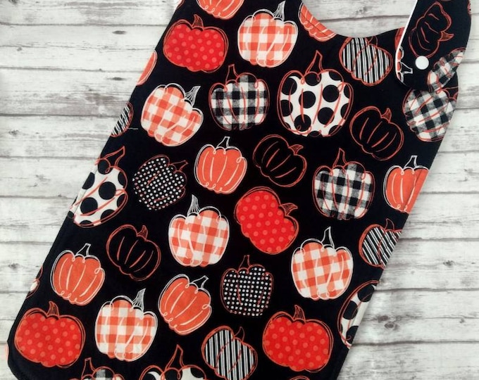 Featured listing image: LONG Harvest Toss Pumpkin Special Needs Bib for big kids, youth and teens