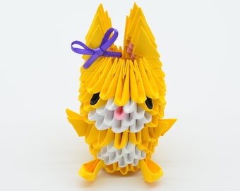 Modular origami, 3D Origami, Easter yellow bunny girl, Easter decoration, Paper bunny, Easter rabbit, Easter handmade, 3D art, Easter gift