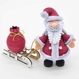 3D Quilled Santa Claus with Sleigh: Handmade Paper Christmas Ornament