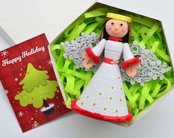 Quilling art, Christmas angel, Paper angel toy, Quilled 3D angel, Home holiday decor, Winter decor, Handmade angel, Christmas new mom gift