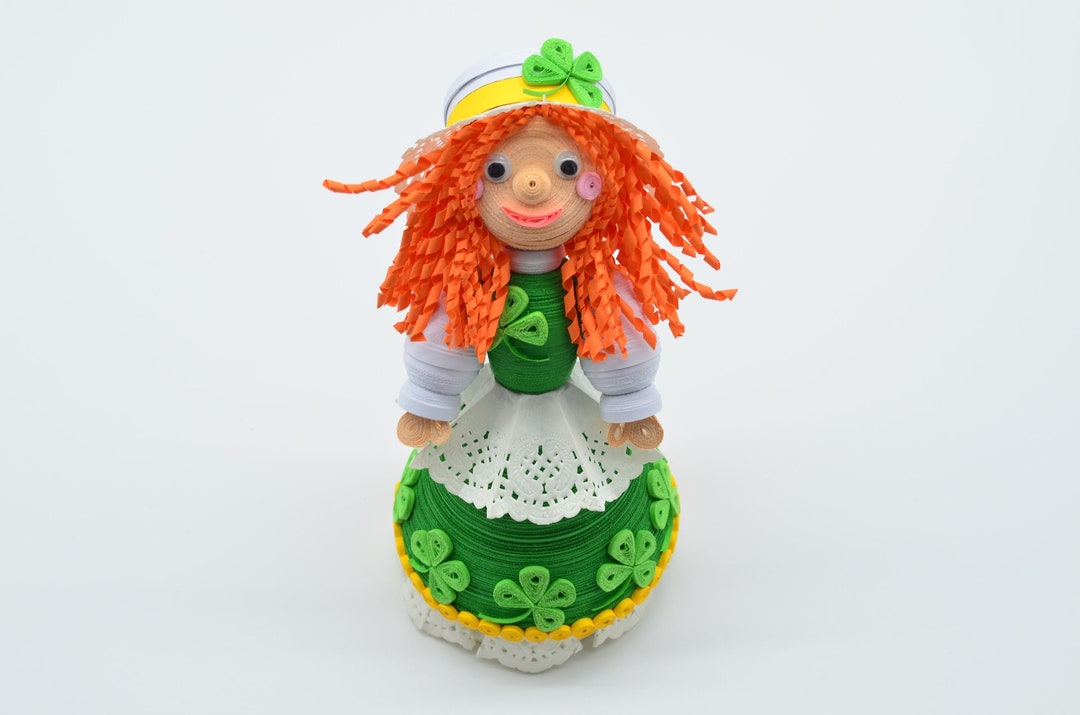 3D Quilling Art, Irish Girl Doll, Scandinavian Paper Decor, Quilled