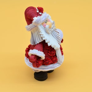 Quilling art, Dark red Christmas figurine Dark red Santa Claus, figurine Santa Dark red gift for girl image 6