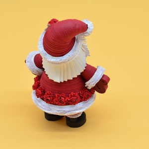 Quilling art, Dark red Christmas figurine Dark red Santa Claus, figurine Santa Dark red gift for girl image 8