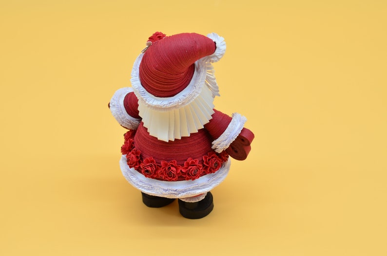 Quilling art, Dark red Christmas figurine Dark red Santa Claus, figurine Santa Dark red gift for girl image 8