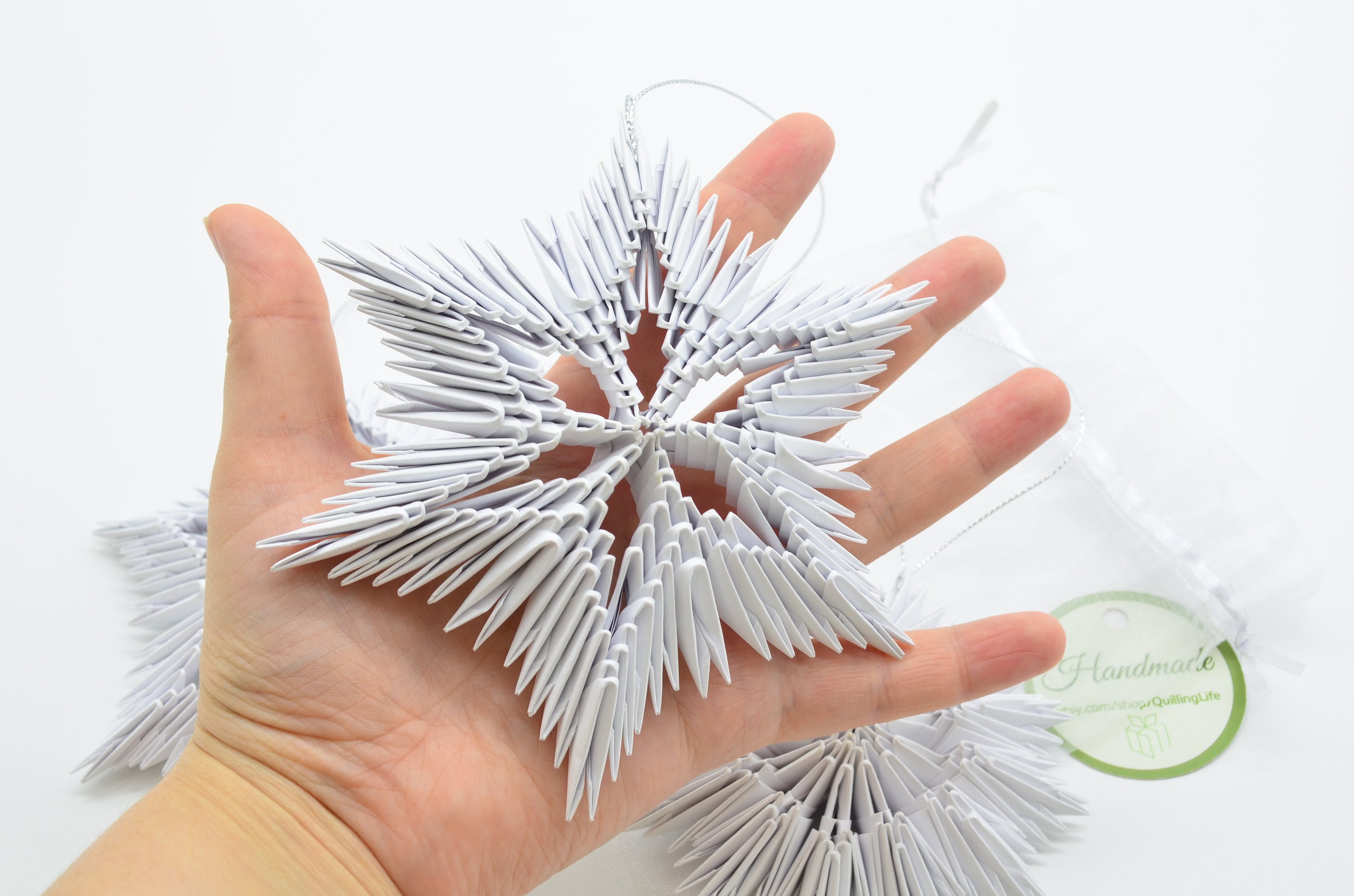Set of 3 origami snowflakes 3d origami modular origami Etsy