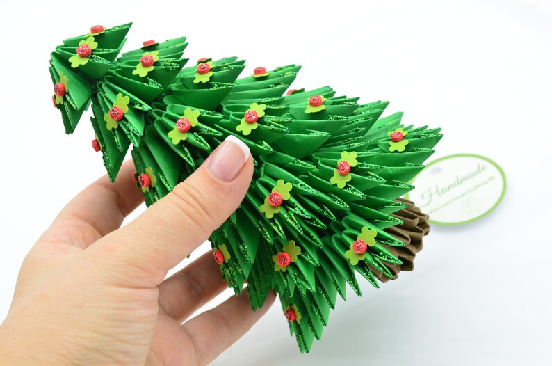 3D Modular origami árbol de Navidad con acebo árbol de Etsy