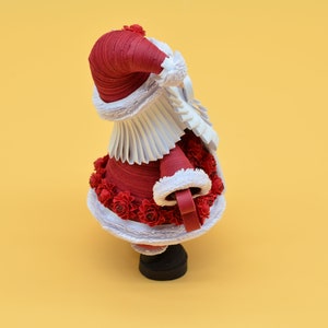 Quilling art, Dark red Christmas figurine Dark red Santa Claus, figurine Santa Dark red gift for girl image 7