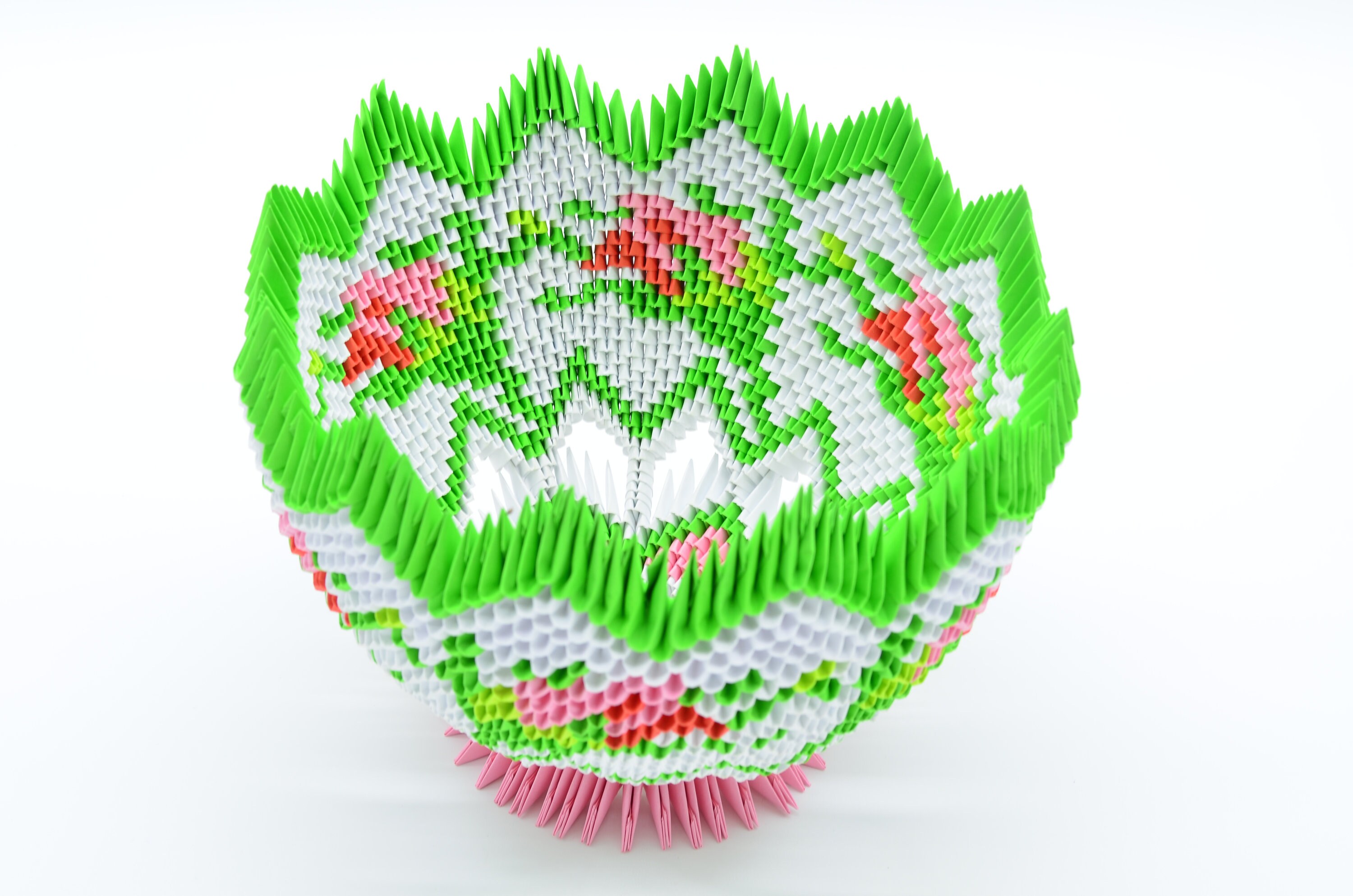 3D Origami Bowl with ornament roses Modular origami Bowl Etsy