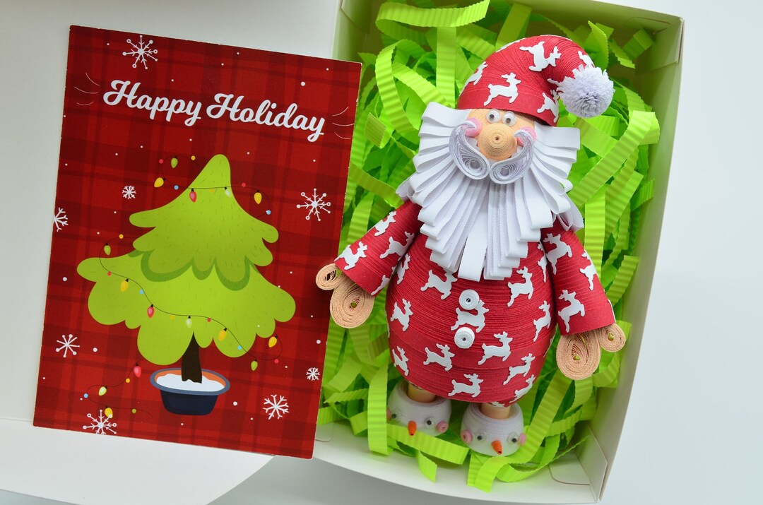 3D Quilling Art, Paper Santa, Christmas Kids Room Decor, Winter Holiday ...