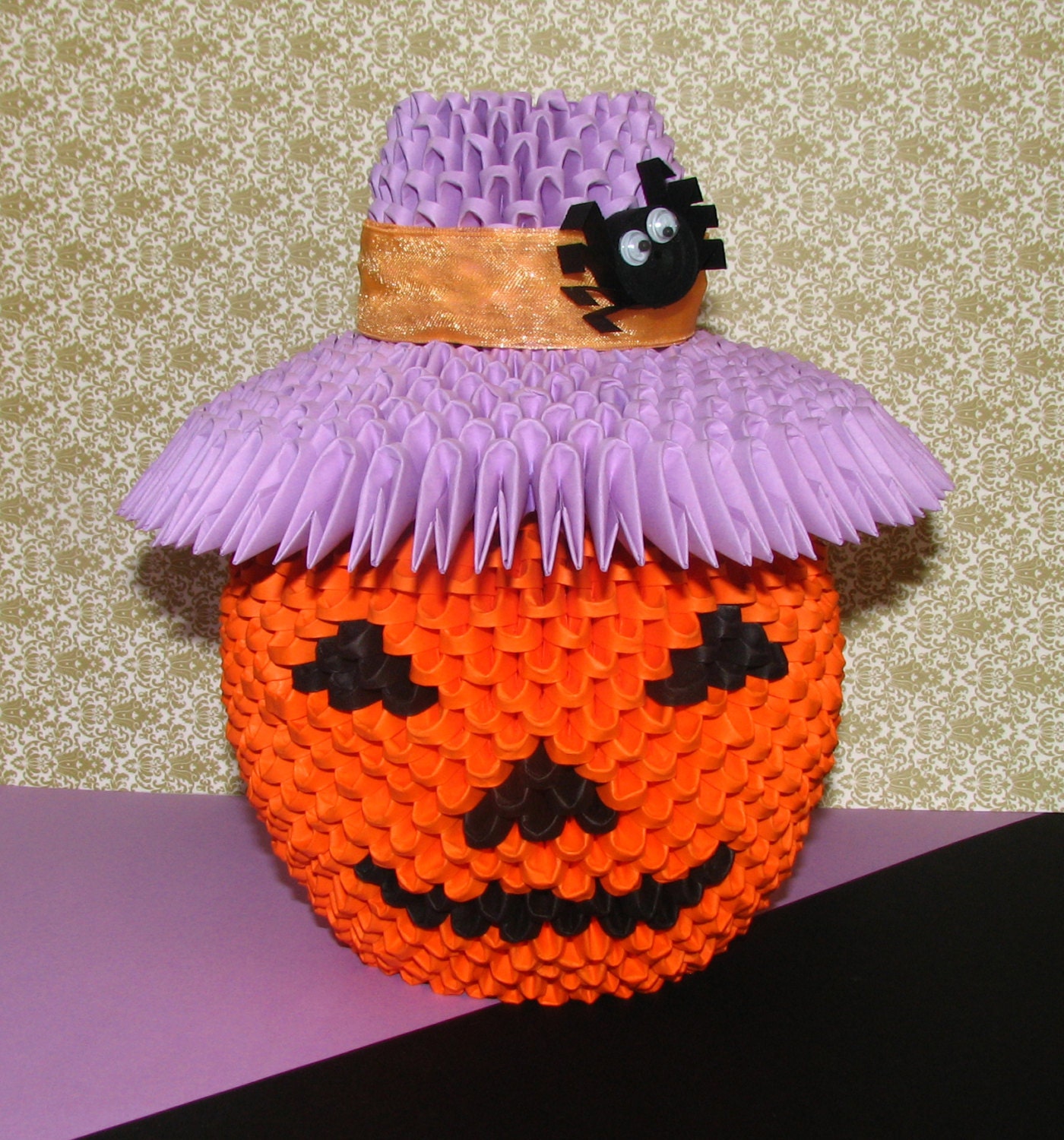 3d Origami Halloween pumpkin Paper pumpkin Origami decoration Etsy