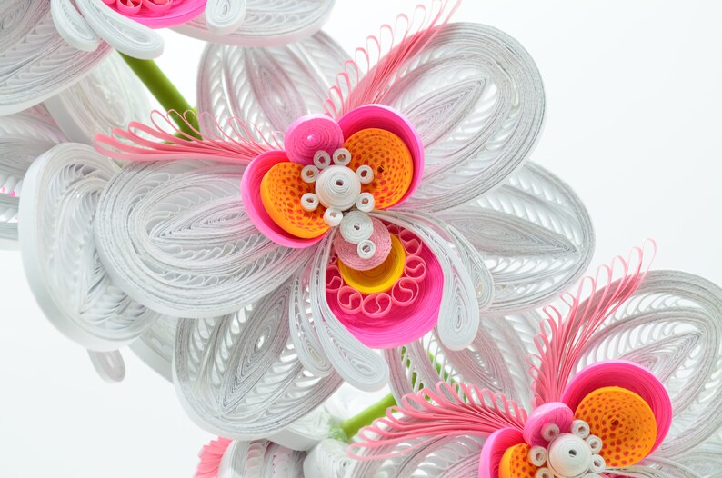 Flower Decoration Quilling White Orchid Orchid Bouquet Etsy