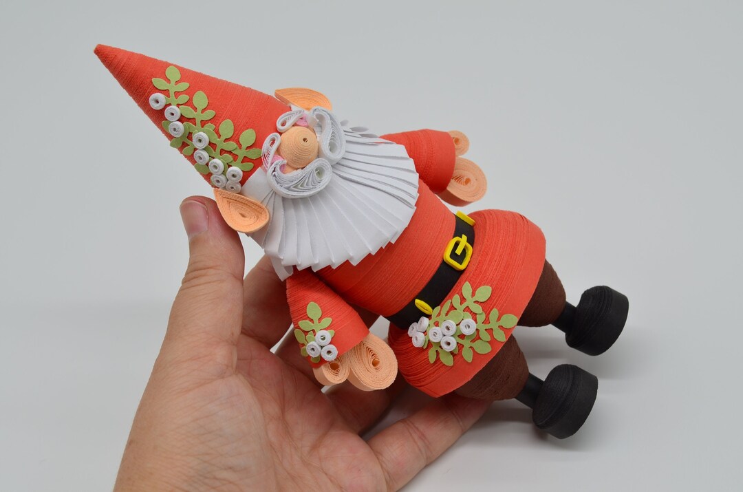 Quilling 3D Art Gnome Ornament Handmade Red Gnome Quilling Etsy