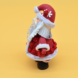 Quilling art, Dark red Christmas figurine Dark red Santa Claus, figurine Santa Dark red gift for girl image 9