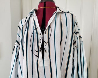 Renaissance - Men's Merchant/Shopkeeper Shirt - White with Stripes - XLg